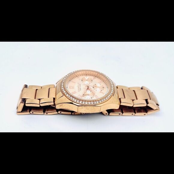 Caravelle Womens Rose Gold Finish Chronograph Watch